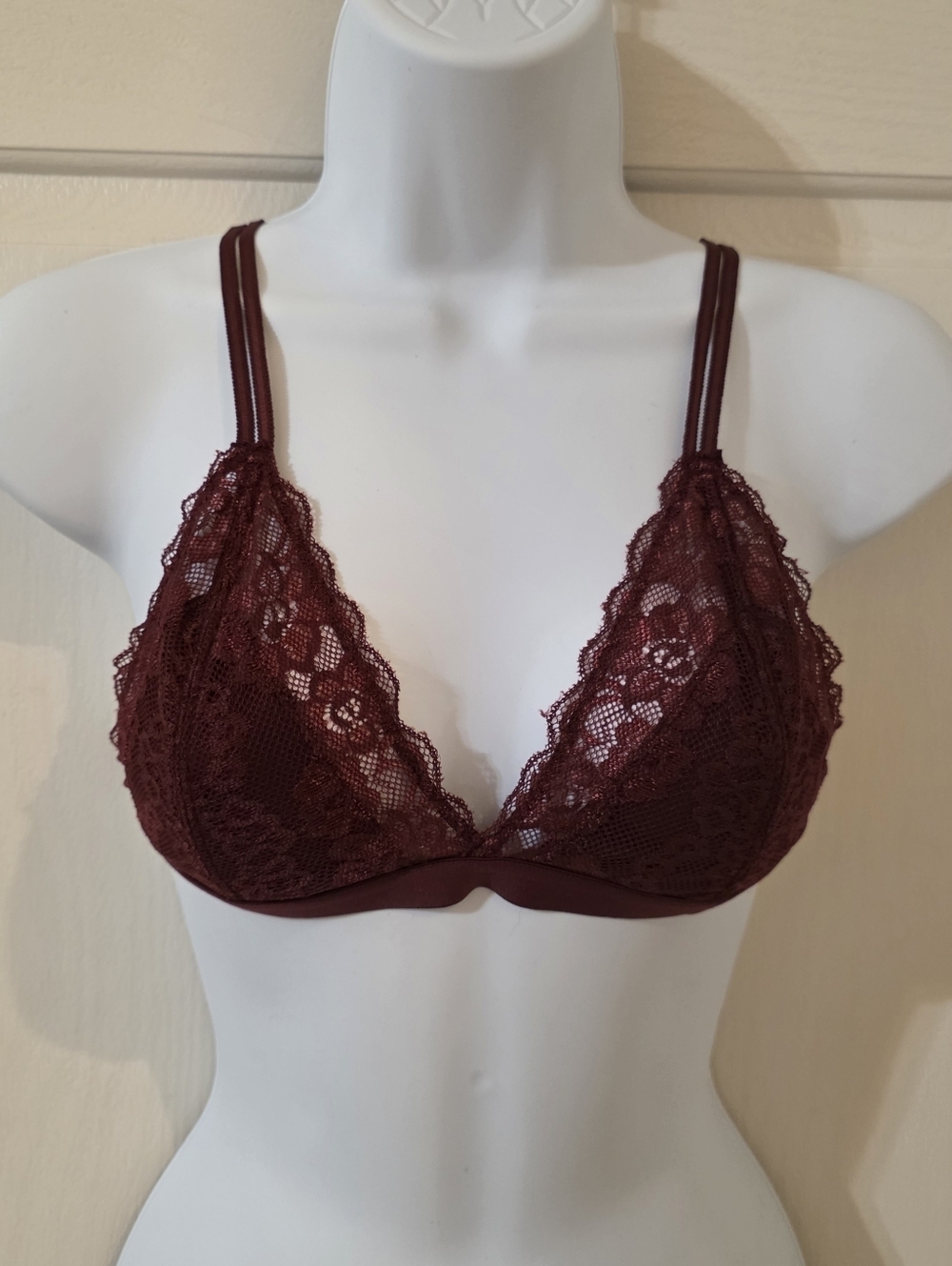 Lace Triangle Bralette in Wine